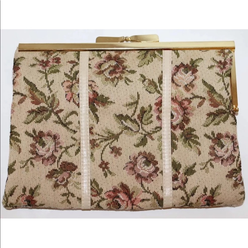 Vintage Carpet Tapestry Women JR Bag Purse Frame Gold Floral Canada